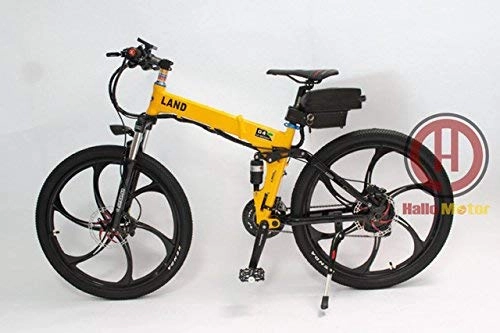 Folding Electric Mountain Bike : HYLH 48V 500W Magnesium Alloy Integral Wheel Ebike Yellow Foldable Frame Electric Bicycle With LCD Display