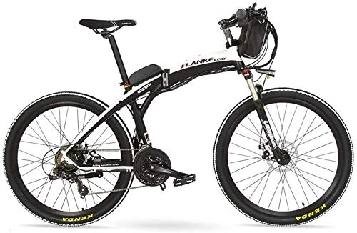 Folding Electric Mountain Bike : IMBM GP 26'' 240W E-bike Quick-Folding Mountain Bicycle, 48V 12Ah Battery Electric Bike, Suspension Fork, Front & Rear Disc Brake (Color : Black White, Size : 12Ah+1 Spare Battery)