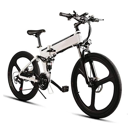 Folding Electric Mountain Bike : Jakroo Folding Electric Mountain Bike for Adults, Cyclocross Road Bike, 48V 10AH Lithium Battery Lithium-Ion Battery for Adults, Front / Rear Disc Brake