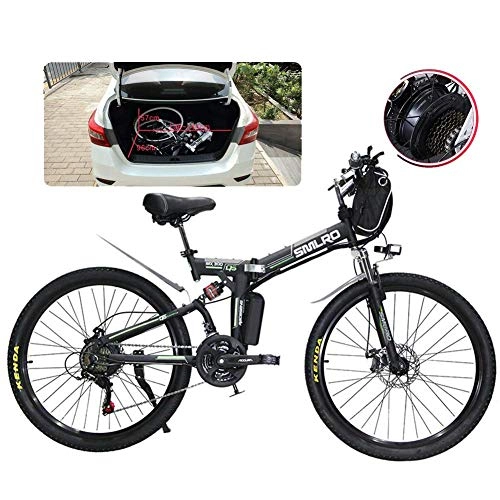 Folding Electric Mountain Bike : JIEER Adult Folding Electric Bikes Comfort Bicycles Hybrid Recumbent / Road Bikes 26 Inch Tires Mountain Electric Bike 500W Motor 21 Speeds Shift for City Commuting Outdoor Cycling Travel Work Out-Black
