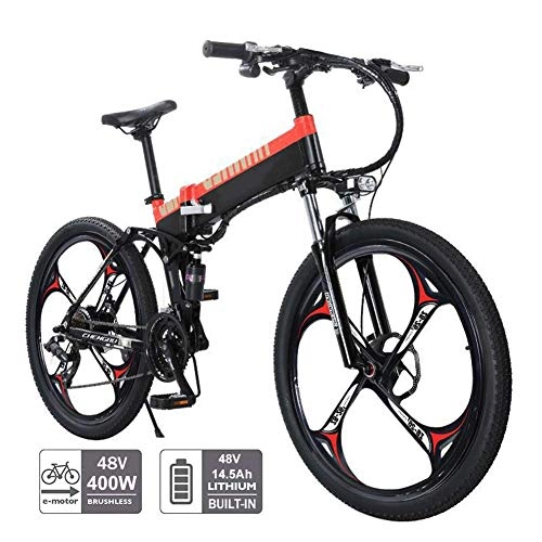 Folding Electric Mountain Bike : JIEER Electric Folding Bike 27 Speed All Aluminum Alloy Frame with LCD Display Mountain Bicycle Cycling Touring for City Commuting Outdoor Cycling Travel Work Out