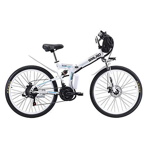 Folding Electric Mountain Bike : JIEER Electric Mountain Bike 26" Wheel Folding Ebike LED Display 21 Speed Electric Bicycle Commute Ebike 500W Motor, Three Modes Riding Assist, Portable Easy To Store for Adult-White