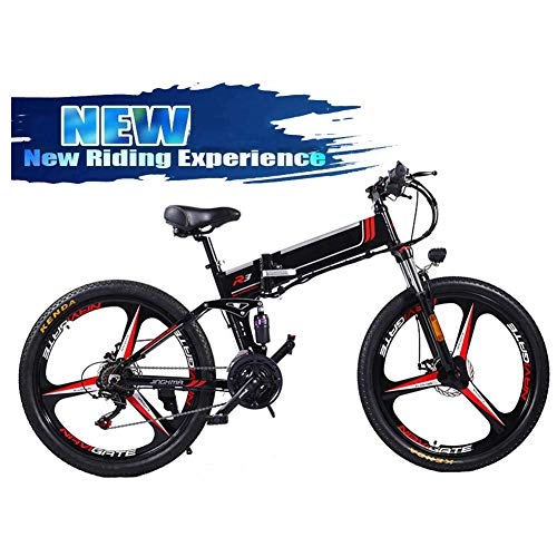 Folding Electric Mountain Bike : JIEER Folding Electric Bike for Adults, Three Modes Riding Assist E-Bike Mountain Electric Bike 350W Motor, LED Display Electric Bicycle Commute Ebike, Portable Easy To Store-Black
