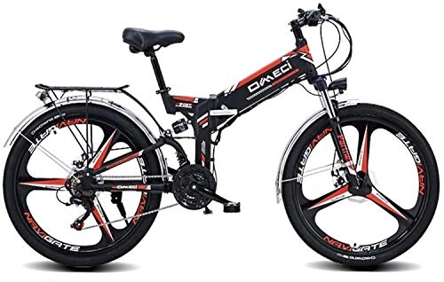 Folding Electric Mountain Bike : JNWEIYU Electric Bicycle Adult Waterproof 26" Electric Mountain Bike, Adult Electric Bicycle / Commute Ebike with 300W Motor, 48V 10Ah Battery, Professional 21 Speed Transmission Gears