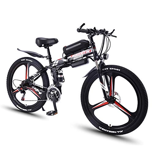 Folding Electric Mountain Bike : JXH Electric Mountain Bike, 350W 26 Inch City Bike with 36V Hidden Battery And Disc Brake 21 Speed Gear And Three Working Modes Electric Bicycle, Red