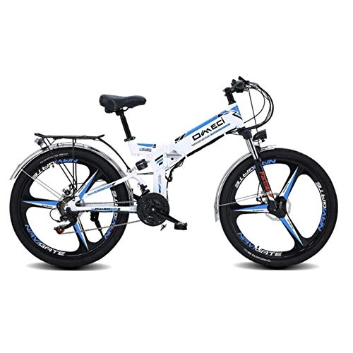 Folding Electric Mountain Bike : JXXU 26" Folding Ebike, 300W Electric Mountain Bike for Adults 48V 10AH Lithium Ion Battery Pedal Assist E-MTB with 90KM Battery Life, GPS Positioning, 21-Speed (Color : A)