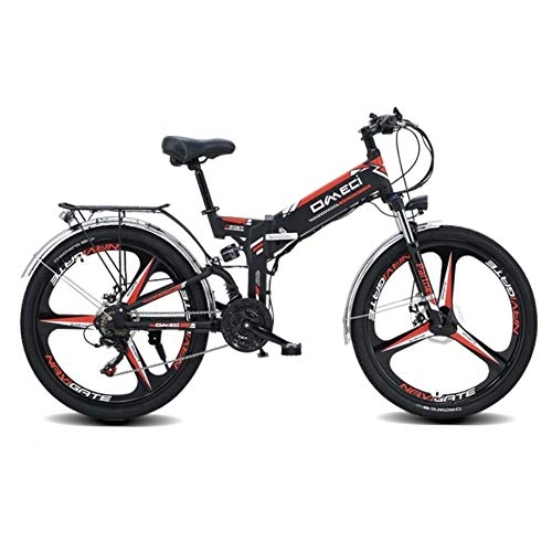 Folding Electric Mountain Bike : JXXU 26" Folding Ebike, 300W Electric Mountain Bike for Adults 48V 10AH Lithium Ion Battery Pedal Assist E-MTB with 90KM Battery Life, GPS Positioning, 21-Speed (Color : B)
