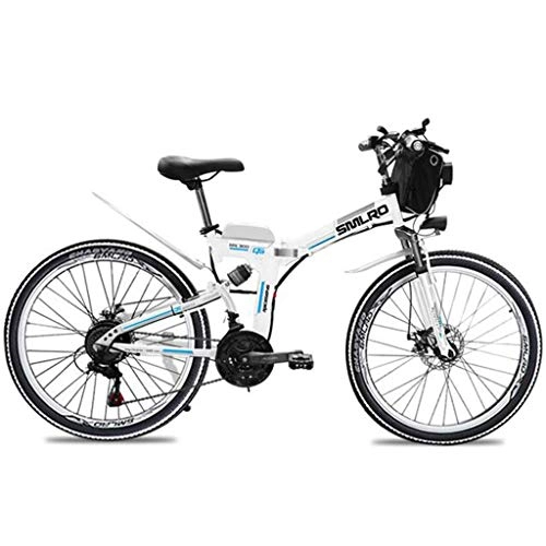 Folding Electric Mountain Bike : JXXU Ebikes for Adults, Folding Electric Bike MTB Dirtbike, 26" 48V 10Ah 350W IP54 Waterproof Design, Easy Storage Foldable Electric Bycicles for Men (Color : A)