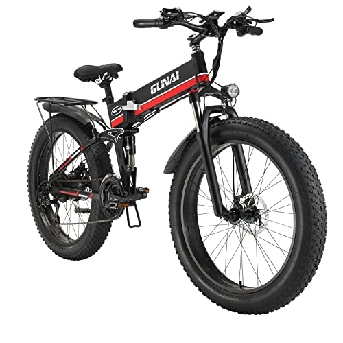 Folding Electric Mountain Bike : KELKART Electric Mountain Bike 26-Inch Folding Fat Tire Electric Bike with Brushless Motor, with 48V 12.8AH Removable Lithium-ion Battery and Rear Seat