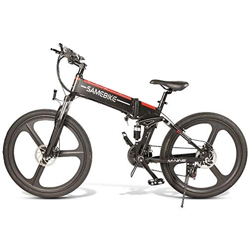 Folding Electric Mountain Bike : KGY Adult Mountain Bike, 26 inch Wheels, Student outdoor foldable electric bicycle 350W 48V 10AH 21 speed magnesium alloy rim, Full Suspension MTB Gears Dual Disc Brakes Mountain Bicycle