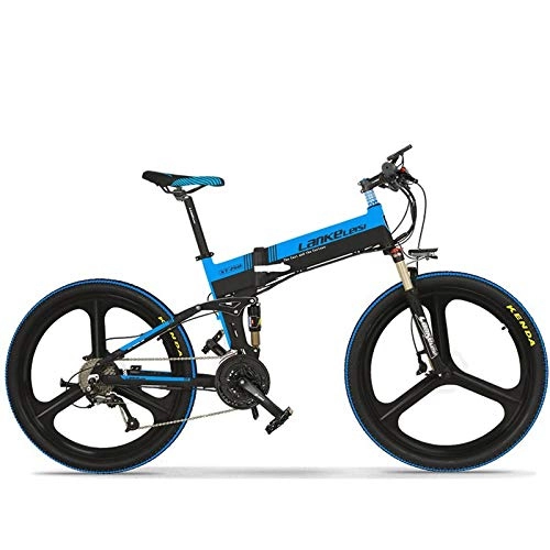 Folding Electric Mountain Bike : Knewss 26 Folding Hidden Battery Bicycle Lithium 48V 400W With Eletric E Smart Mountain Foldable Anti-Slip Bikes Electric Bike-Blue