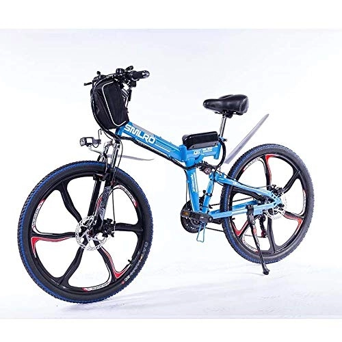 Folding Electric Mountain Bike : Knewss 26 Mx300 Folding Electric Bike Shimano 7 Speed E-bike 48v Lithium Battery 350w 13ah Motor Electric Bicycle For Adults-blue_36V350W10AH