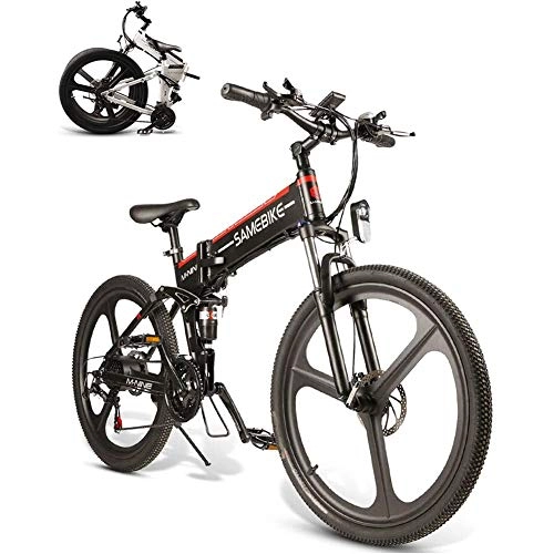 Folding Electric Mountain Bike : KOWE Electric Bike, 21 Speed 26" Wheel Folding Ebike 350W 48V 10AH Magnesium Alloy Rim for Adult