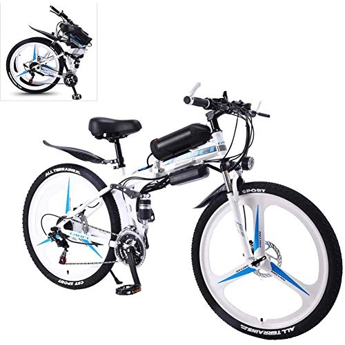 Folding Electric Mountain Bike : KOWE Electric Bike, 26Inch Folding Electric Bicycle with Dual Disc Brakes, 36V / 10Ah Removable Lithium-Ion Battery, 350W Brushless Gear Motor