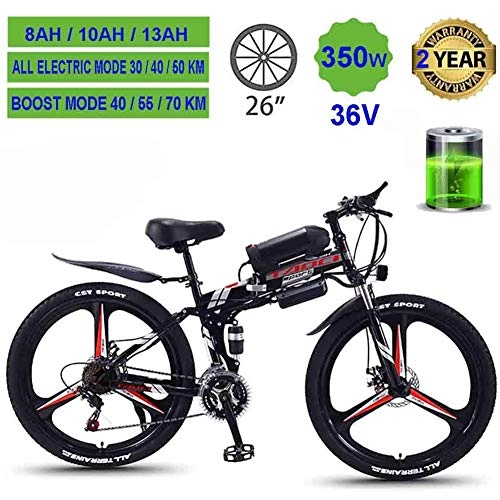 Folding Electric Mountain Bike : KOWE Electric Bikes, Foldable Ebikes for Men Women Ladies, 360W 36V All Terrain 26" Mountain Bike, Red, 13AH