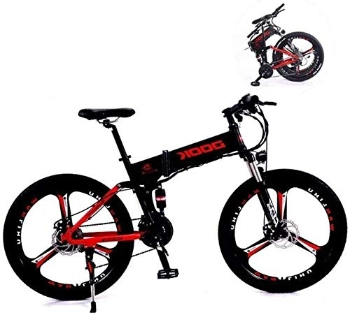 Folding Electric Mountain Bike : KRXLL 26 Inch Electric Mountain Bikes 27 Speed Folding Mountain Electric Lithium Battery Aluminum Alloy Light And Convenient To Drive-Red