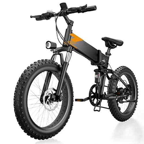Folding Electric Mountain Bike : KT Mall 20 In 26In Electric Mountain Bike for Adults Fat Tire Folding Electric Bicycle with 48V 10Ah Anti-Theft Lithium-Ion Battery 400W Motor Maximum Load 440 Pounds, Black