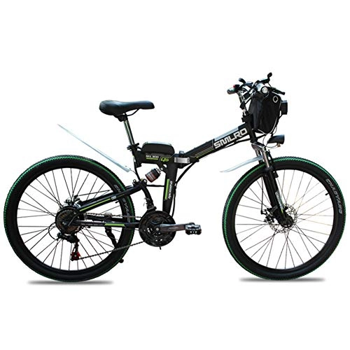 Folding Electric Mountain Bike : KT Mall 26" Electric Mountain Bike Folding Electric Bike with Removable 48V 500W 13Ah Lithium-Ion Battery for Adult Max Speed Is 40Km / H, Black