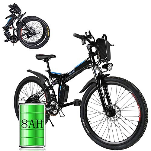 Folding Electric Mountain Bike : KT Mall 26" Foldable Electric Mountain Bike with Removable 36V 8AH 250W Lithium-Ion Battery for Mens Outdoor Cycling Travel Work Out And Commuting
