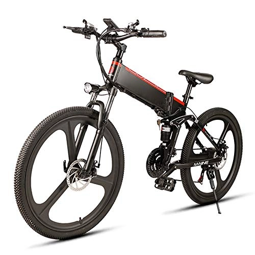 Folding Electric Mountain Bike : KT Mall 26 in Electric Bike for Adults 350W Folding Mountain E-Bike with 48V10AH Removable Lithium-Ion Battery, Aluminum Alloy Double Suspension Bicycle Maximum Speed 35Km / H, Black