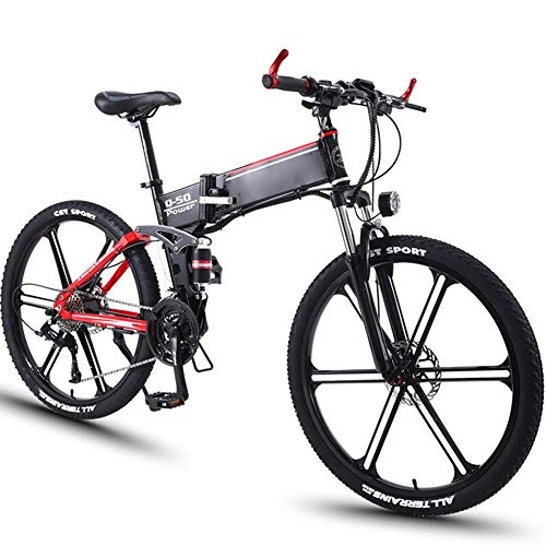 Folding Electric Mountain Bike : KT Mall 26 in Folding Electric Bike 27 Speed Aluminum Alloy Electric Mountain Bike with 36V 8AH Lithium Battery and Shock Absorber 350W High Speed Double Disc Brake E-Bike for Adults, Black