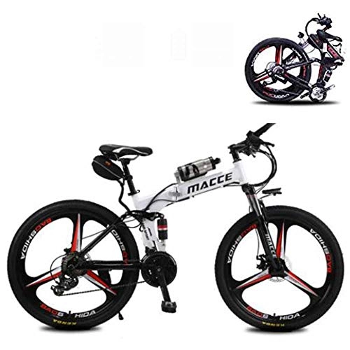 Folding Electric Mountain Bike : KT Mall 26 In Folding Electric Bike for Adult 21 Speed with 36V 6.8A Lithium Battery Electric Mountain Bicycle Power-Saving Portable and Comfortable Assisted Riding Endurance 20-25 Km, White
