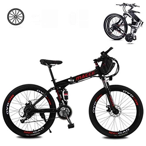 Folding Electric Mountain Bike : KT Mall Folding Electric Bikes for Adults 26 In with 36V Removable Large Capacity 8Ah Lithium-Ion Battery Mountain E-Bike 21 Speed Lightweight Bicycle for Unisex, Black