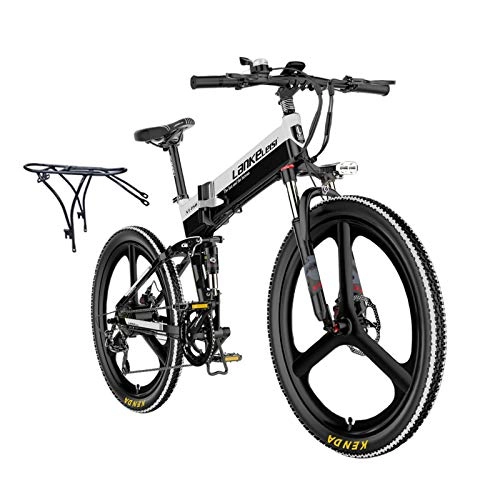 Folding Electric Mountain Bike : L-LIPENG 26inch Mountain Electric Bike, 400w Urban Commuting Electric Bikes for Adults, Removable Lithium Battery, Professional 7 Speed Gears, Aluminium Frame Suspension fork Beach Snow Ebike, Black