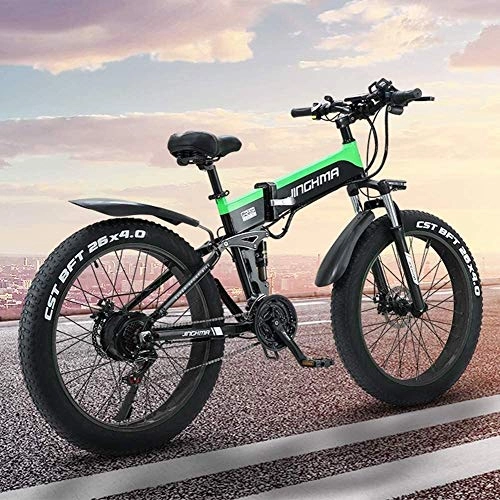 Folding Electric Mountain Bike : LAZNG Adult Folding Electric Bicycle, 26 Inch Mountain Bike Snow Bike, 13AH Lithium Battery / 48V500W Motor, 4.0 Fat Tire / LED Headlight and USB Mobile Phone Charging