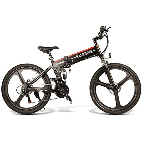 Folding Electric Mountain Bike : LCLLXB 26 Inch Fat Tire Electric Bike 48V 350W Motor Snow Electric Bicycle with Speed Mountain Electric Bicycle Pedal Assist Lithium Battery Hydraulic Disc Brake, black