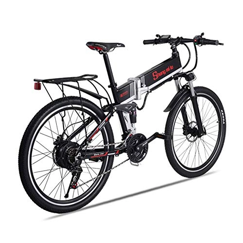 Folding Electric Mountain Bike : LCLLXB Folding Electric Bike, 26 Inch Electric Bicycle with Dual Disc Brakes, Removable Lithium-Ion Battery, Electric bike Power Assist, 350W Brushless Gear Motor, e bike Suitable for Adults
