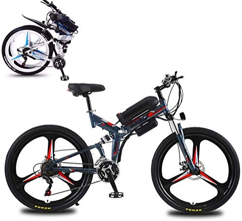 Folding Electric Mountain Bike : Leifeng Tower High-speed 26" Foldable Electric Mountain Bike, High-Carbon Steel Electric Bikes for Adult, 10Ah Lithium Battery Full Suspension Hydraulic Disc Brake 21-Speed Electric Bicycle for Mens