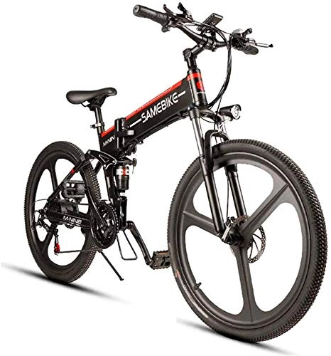 Folding Electric Mountain Bike : Leifeng Tower High-speed 26'' Folding Electric Mountain Bike with 350W Motor 48V 10.4Ah Lithium-Ion Battery - 21 Speed Shift Assisted E-Bike for Adults Men Women
