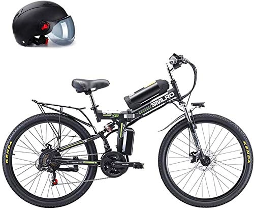 Folding Electric Mountain Bike : Leifeng Tower High-speed 26" Power-Assisted Bicycle Folding, Removable Lithium Battery 48V 8AH, 350W Motor Straddling Easy Compact, Folding Mountain Electric Bike (Color : Black)