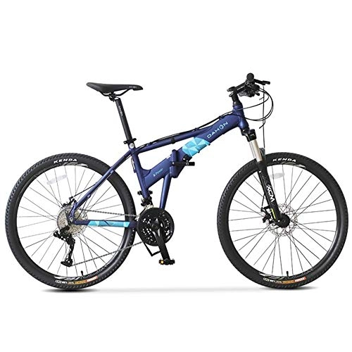 Folding Electric Mountain Bike : LFEWOZ Trail Bike 26 Inch 27 Speed Folding MTB Bicycle, Mountain Bikes for Adult Men And Women StudentAdult All Terrain Anti-Slip Cruiser Bikes Blue