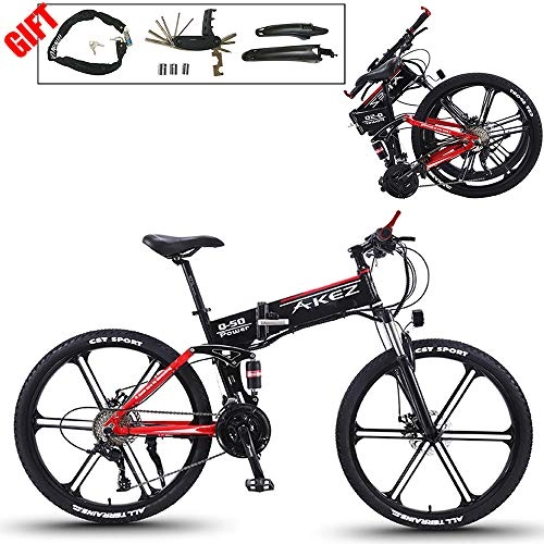 Folding Electric Mountain Bike : LIN-Reliable Folding Electric Bike, with 350W Brushless Gear Motor, 26" Electric Bicycle with Dual Disc Brakes for Outdoor Cycling Travel Work Out