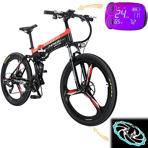 Folding Electric Mountain Bike : Linuxna 26" Electric mountain bike, With Double Disc Brake and LCD Meter, Foldable Magnesium Alloy Ebikes Bicycles, for Outdoor Cycling Work Out And Commuting