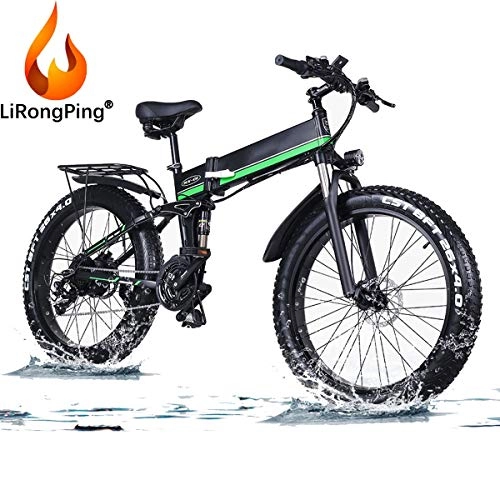 Folding Electric Mountain Bike : LiRongPing Adult Electric Bicycle Electric Bikes, 26" 48V 1000W 12.8Ah Folding Ebike, Removable Lithium-Ion Battery Mountain E-bike For Mens Womens (Size : B)