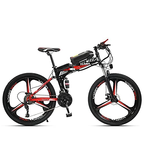 Folding Electric Mountain Bike : Lithium Electric Electric, Mountain Bike, 26 Inch 21 Speed 36V, Adult Electric Vehicle-High Black Red Three Knife Wheel_36V 8A 26 Inch 24 Speed，Gears Bicycle