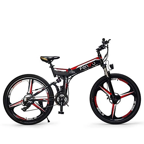 Folding Electric Mountain Bike : LJPW 26 Inch Electric Bicycle 48V Lithium Battery Electric Mountain Bike 350W Motor Folding EBike Powerful Electric Bicycle