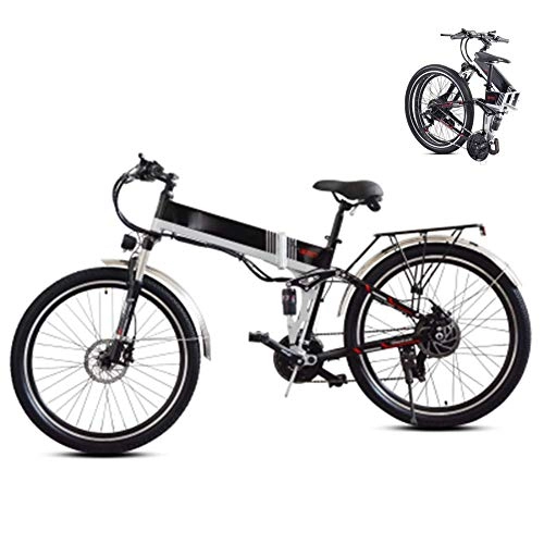 Folding Electric Mountain Bike : LJYY Foldable Mountain Trail Bike, Folding Electric Mountain Bike, 26Inch Electric Bicycle for Adult, Fat Tire Ebike 48V 350W 10.4AH Removable Lithium Battery Assisted MTB Fold up Bike for Adult