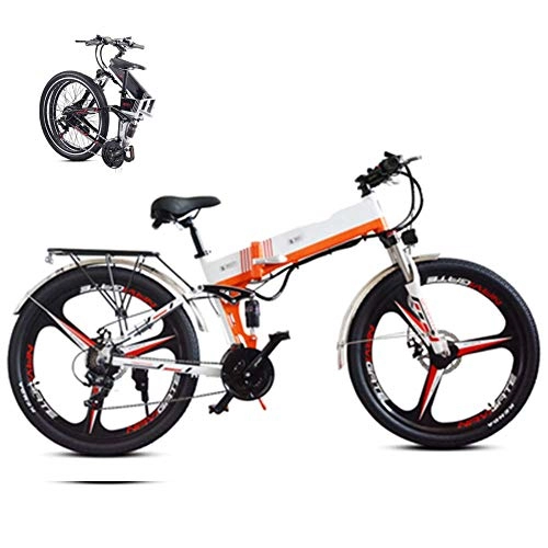 Folding Electric Mountain Bike : LJYY Folding Electric Mountain Bike, 26Inch Electric Bicycle for Adult, Fat Tire Ebike 48V 350W 10.4AH Removable Lithium Battery Assisted Electric Bike MTB Fold up Bike for Adult, MAX 40km / h