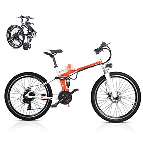 Folding Electric Mountain Bike : LJYY Folding Electric Mountain Bike for Adults, 26Inch E-bike for Adult, 48V 350W 21 Speed Ebike Removable Lithium Battery Travel Assisted Electric Bike Fat Tire Fold up Bike MAX 40KM / H