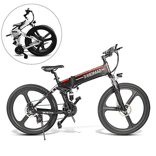 Folding Electric Mountain Bike : LK-HOME Compact Electric Bike, Foldable 26-Inch E-Bike with 10.4 Ah Lithium Battery, City Bicycle with Max Speed 32 Km / H, with LED Display