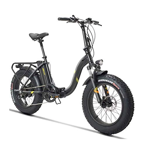 Folding Electric Mountain Bike : LLLKKK Beach, Snow Biking, Folding Electric Bike, 20 Inch Fat Tires E-Bike for Adults 48V Removable Lithium Battery with 500W Brush-Less Geared Motor Electric Bicycle