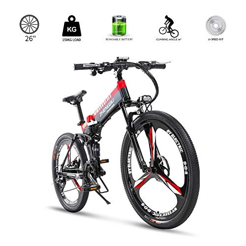 Folding Electric Mountain Bike : LOO LA Electric Bicycles for Foldable Aluminum alloy frame, Removable lithium battery 240w 48v 10ah 3 riding modes and Double hydraulic disc brake Climbing angle 30