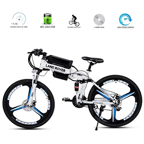 Folding Electric Mountain Bike : LOO LA Electric Bike Mountain And shock-absorbing fork, 26 inch Electric Assisted Bicycle with 250w 48v 12sh Lithium Battery, 21 Speed Shifter Accelerator