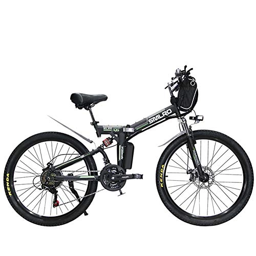 Folding Electric Mountain Bike : LOVE-HOME Folding Electric Mountain Bike, 48V / 8Ah / 350W Electric Bicycle with Removable Large Capacity Bag-type Lithium Battery, 26 Inches 21 Speed E-Bike, Black