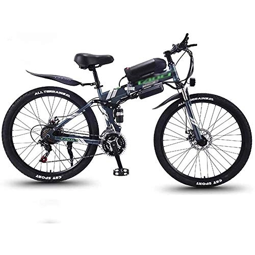 Folding Electric Mountain Bike : LQRYJDZ 26'' Adult Foldable Electric Bicycle 36V 8AH Lithium Battery 350W Aluminum Alloy Electric Bikes (Color : Green, Size : 21 speed)