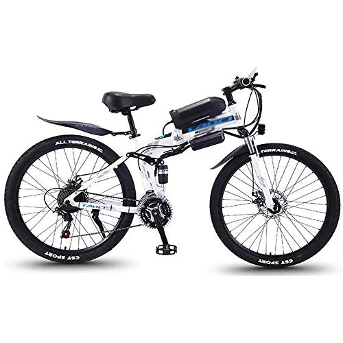 Folding Electric Mountain Bike : LQRYJDZ 26'' Electric Mountain Bicycle Folding 36V 8AH Lithium Battery, Electric Bike 21 / 27 Speed Gear and Three Working Modes (Color : Green, Size : 21 speed)